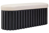 Perdoba Black Finish Mango Wood and Cream Linen Bench