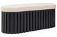 Perdoba Black Finish Mango Wood and Cream Linen Bench