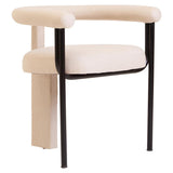 Perdoba Cream Textured Linen Dining Chair with Black Metal Frame