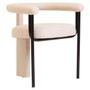 Perdoba Cream Textured Linen Dining Chair with Black Metal Frame