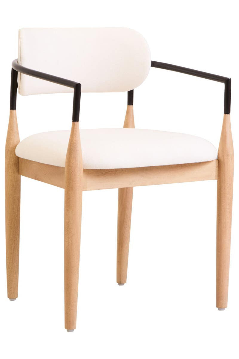 Persolo Cream Textured Dining Chair with Wood Frame