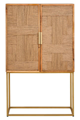 Teora Paper Rope Detail Two Door Mango Wood Cabinet