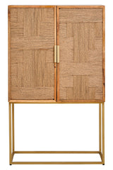 Teora Paper Rope Detail Two Door Mango Wood Cabinet