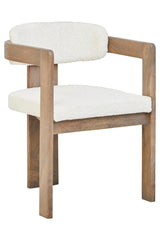 Torello Boucle Fabric and Grey Finish Mango Wood Wood Dining Chair
