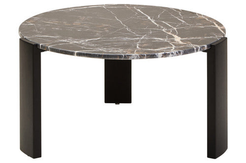 Palermo Round Black and Gold Marble Top Large Coffee Table