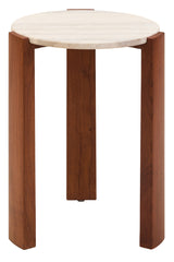 Palermo Travertine Top Round Side Table