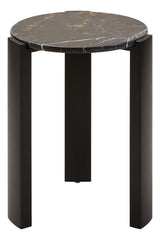 Palermo Black and Gold Marble Top Round Side Table