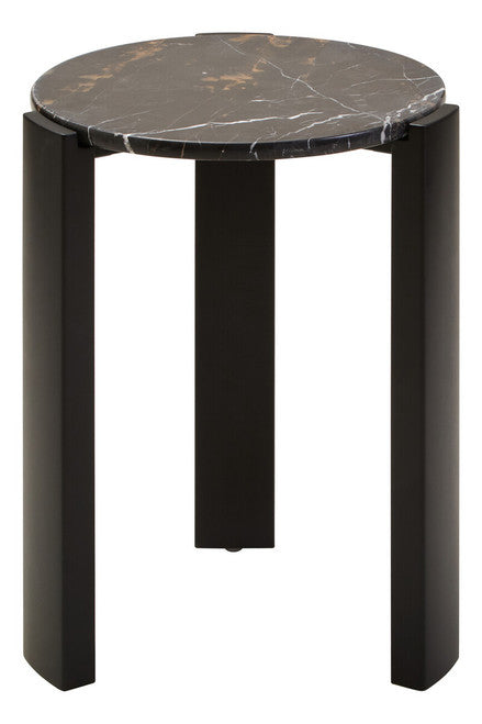 Palermo Black and Gold Marble Top Round Side Table