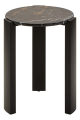 Palermo Black and Gold Marble Top Round Side Table