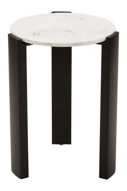 Palermo White Marble Top Round Side Table