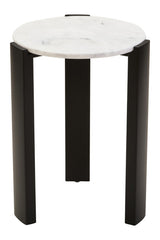 Palermo White Marble Top Round Side Table