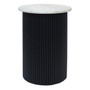 Walton Travertine Top Side Table with Black Acacia Wood Base