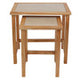 Womad Large Set Of 2 Wooden Side Tables With Cream Marble Tops