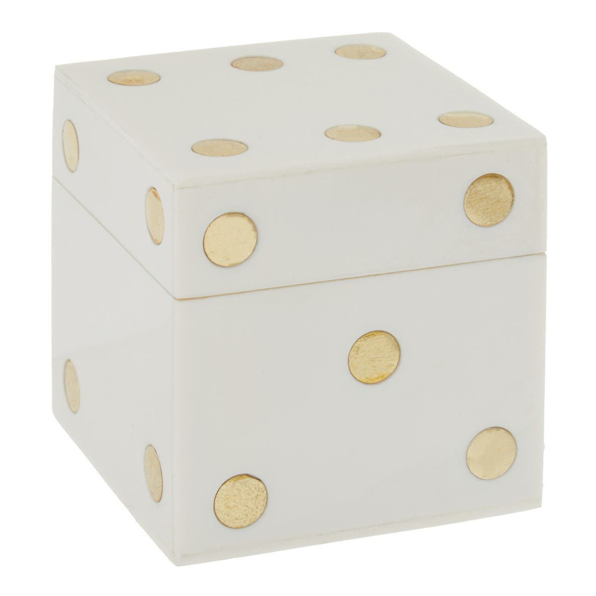 Churchill Games White and Gold Dice Box with Five White Dice