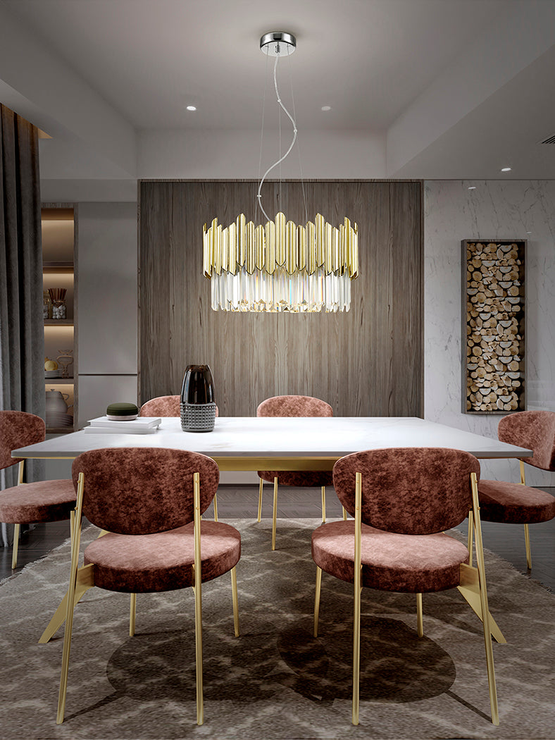 Elegant Chrome-Gold Tiara Chandelier Lamp with 6 Lights