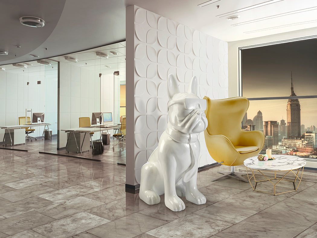 Majestic White French Bulldog Sculpture