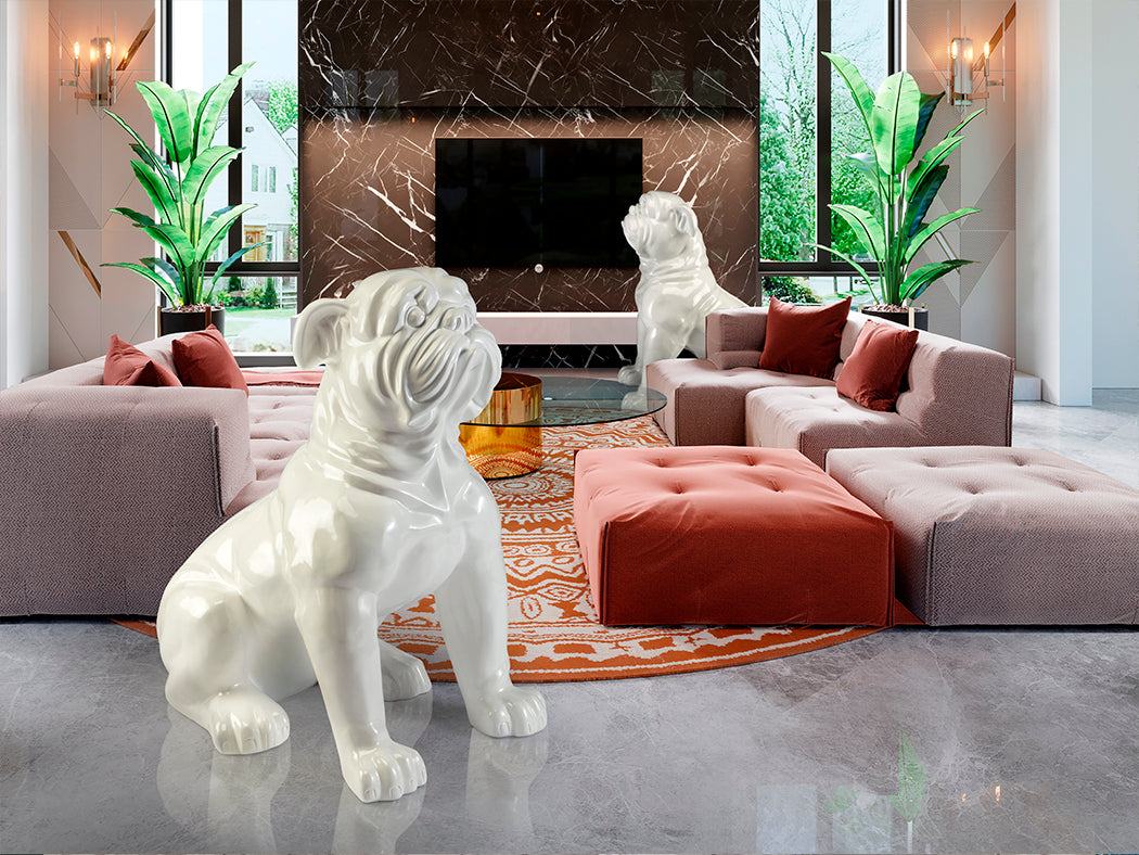 Majestic White Bulldog Statue