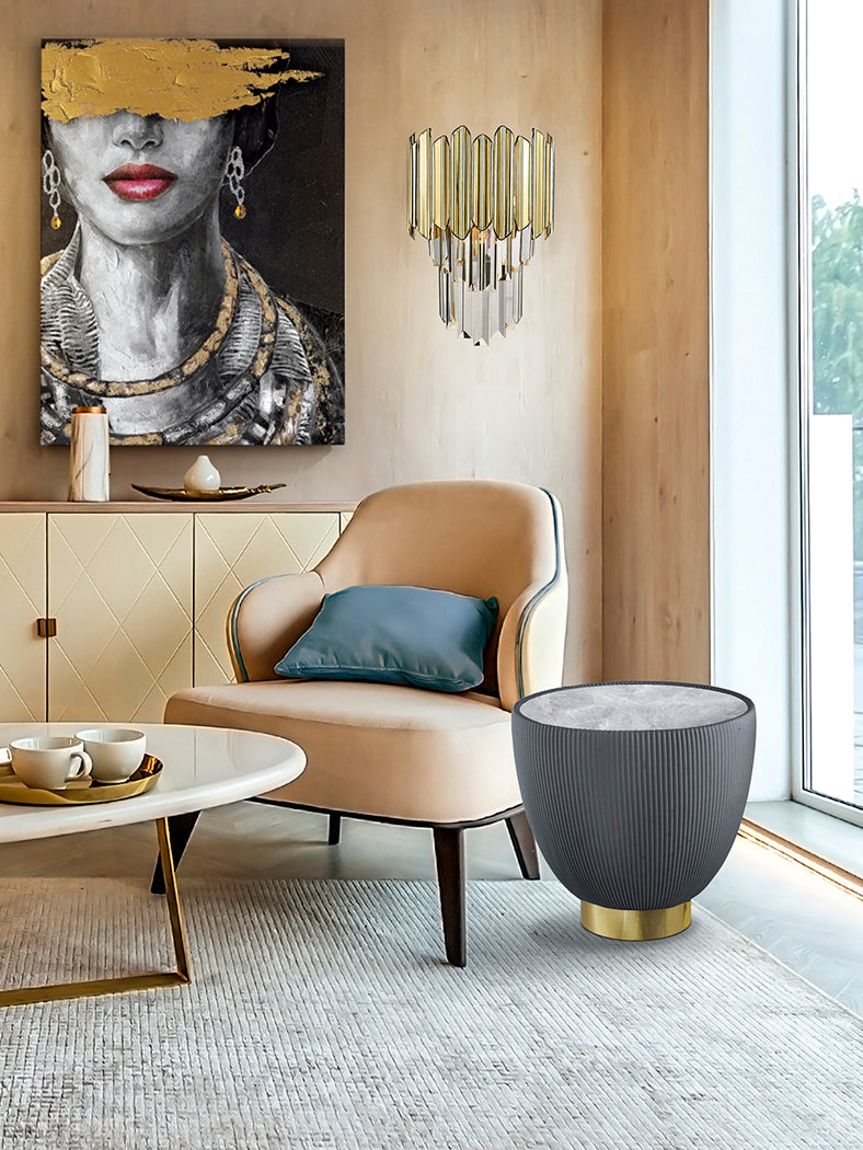 Elegant Grey and Brass Side Table