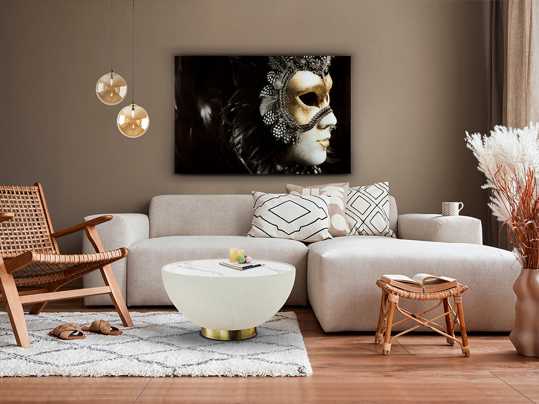 Modern Elegance: White and Brass Coffee Table