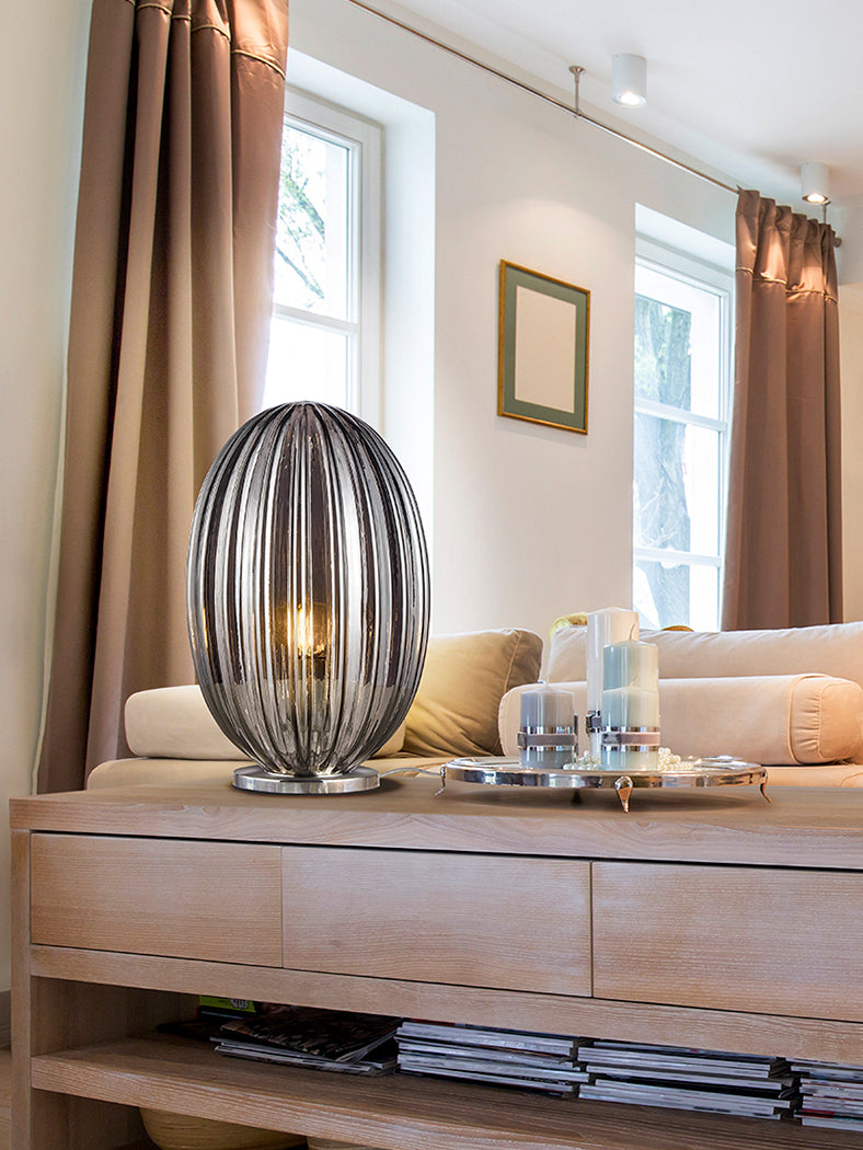 Smoky Glass Elegance: Ovila Single Light Table Lamp