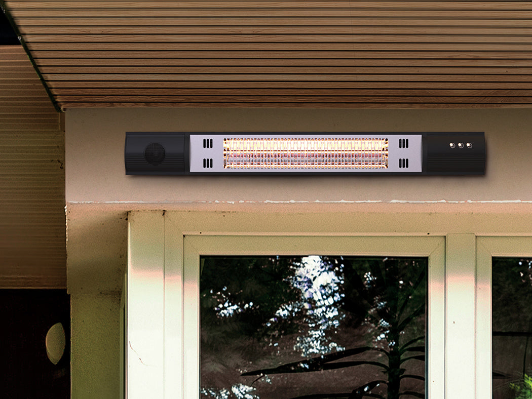 Bluetooth-Enabled 1500W Wall-Mounted Halogen Heater with Remote Control and Timer