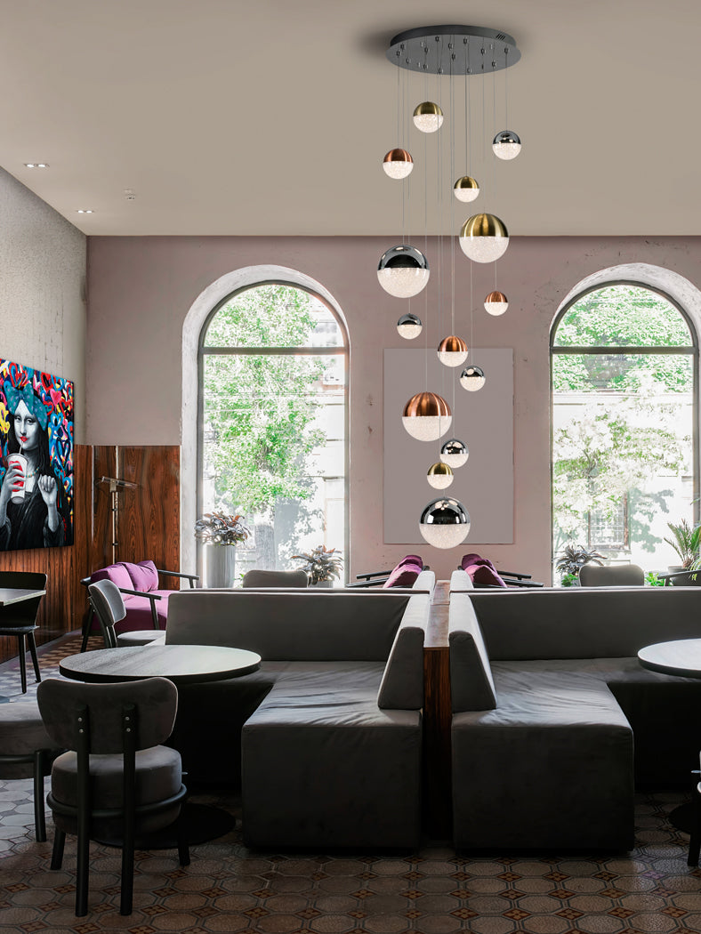 Elegant Sphere Pendant Light 14 Light Cluster, Dimmable Ø60X500
