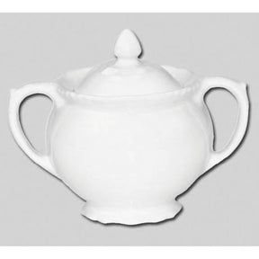 Embossed White Sugar Bowl