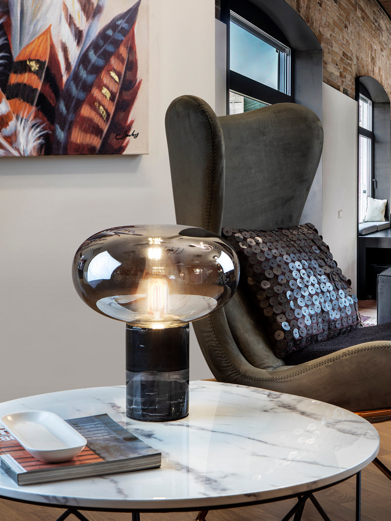 Black Marble Mushroom Table Lamp - UK Style