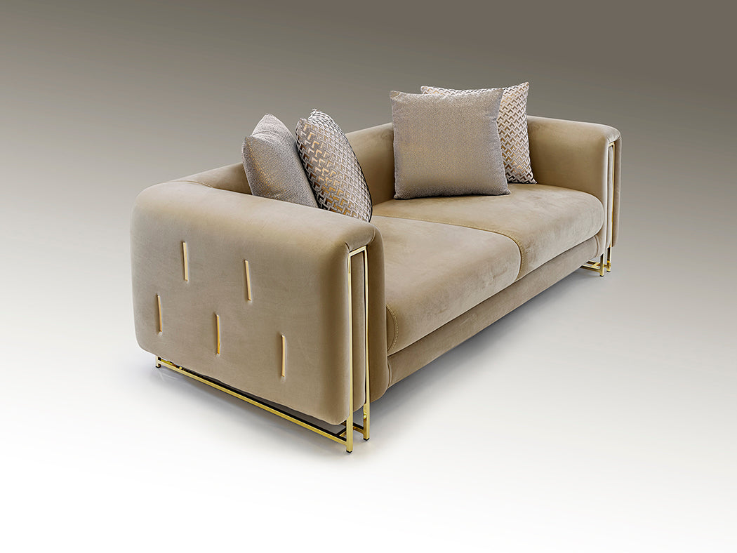 Vienna Beige Gold Two-Seat Sofa