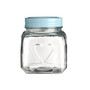 Embossed Heart 900ml Glass Jar with Aqua Blue Lid.