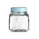 Embossed Heart 900ml Glass Jar with Aqua Blue Lid.