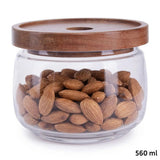 Tromso Round Glass Storage Jar with Acacia Lid 560 ml