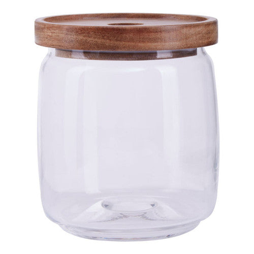 Tromso Round Glass Storage Jar with Acacia Lid 860 ml