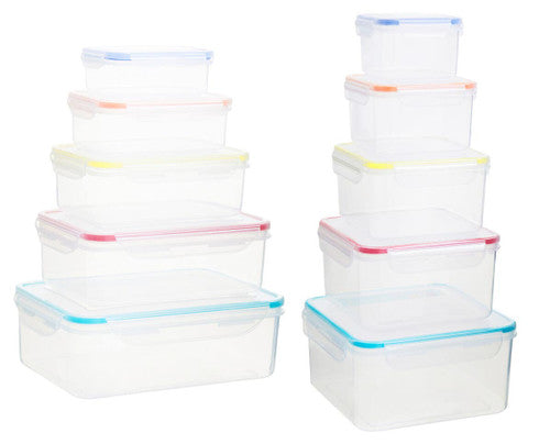 Herrela Set of 10 Food Containers with Airthight Lids 0805465 0805466