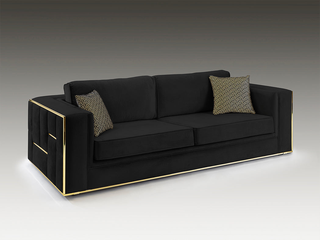 Black & Gold Elegance: Berlin 3-Seater Sofa