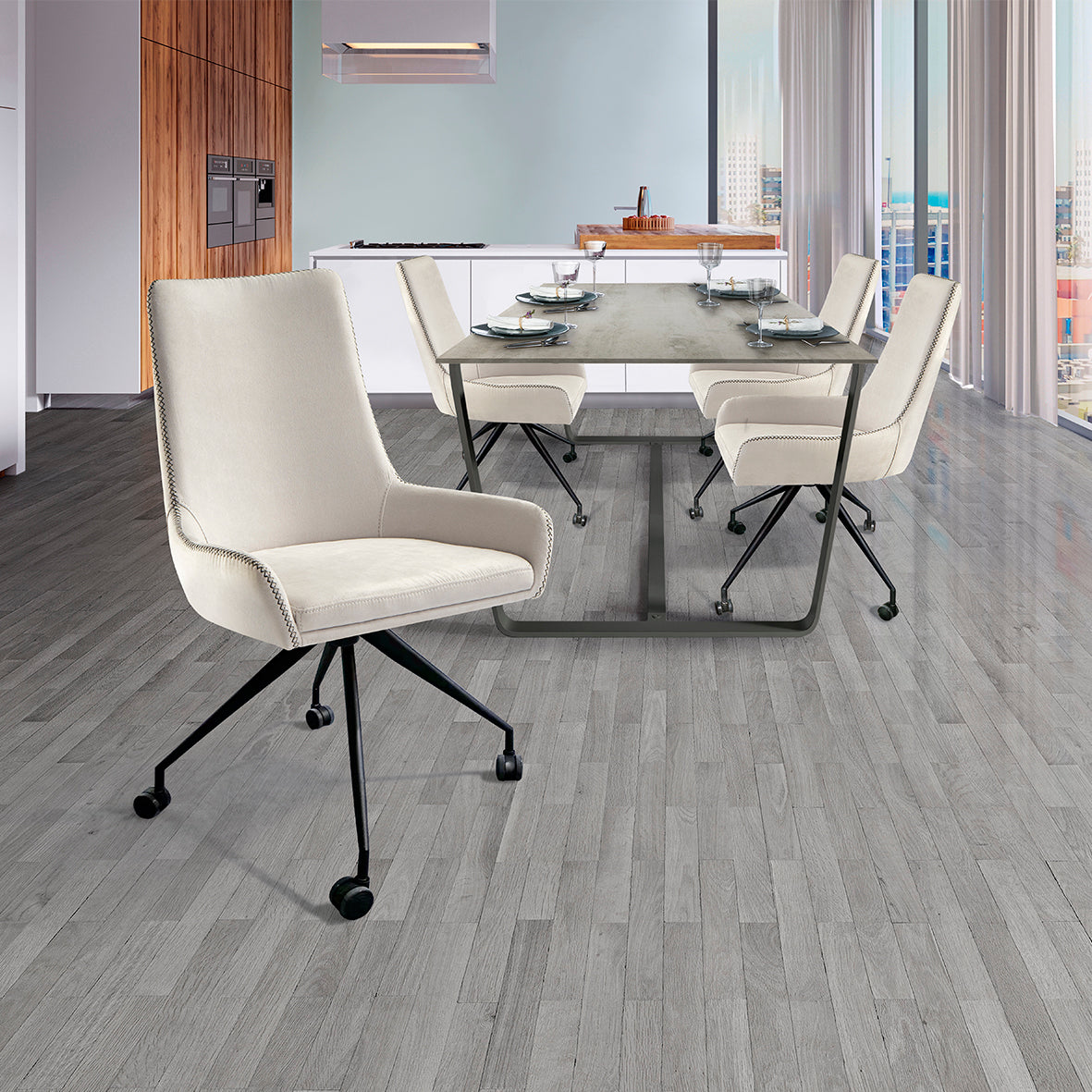 Elegant Grey Mobility Chair with White Caster Wheels