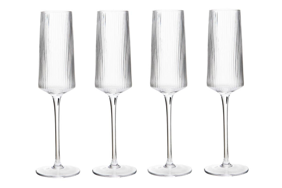 Eldon Set Of 4 Ribbed Champagne Glasses