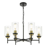 Abel 6 Light Pendant Satin Black & Gold with Glass Shades