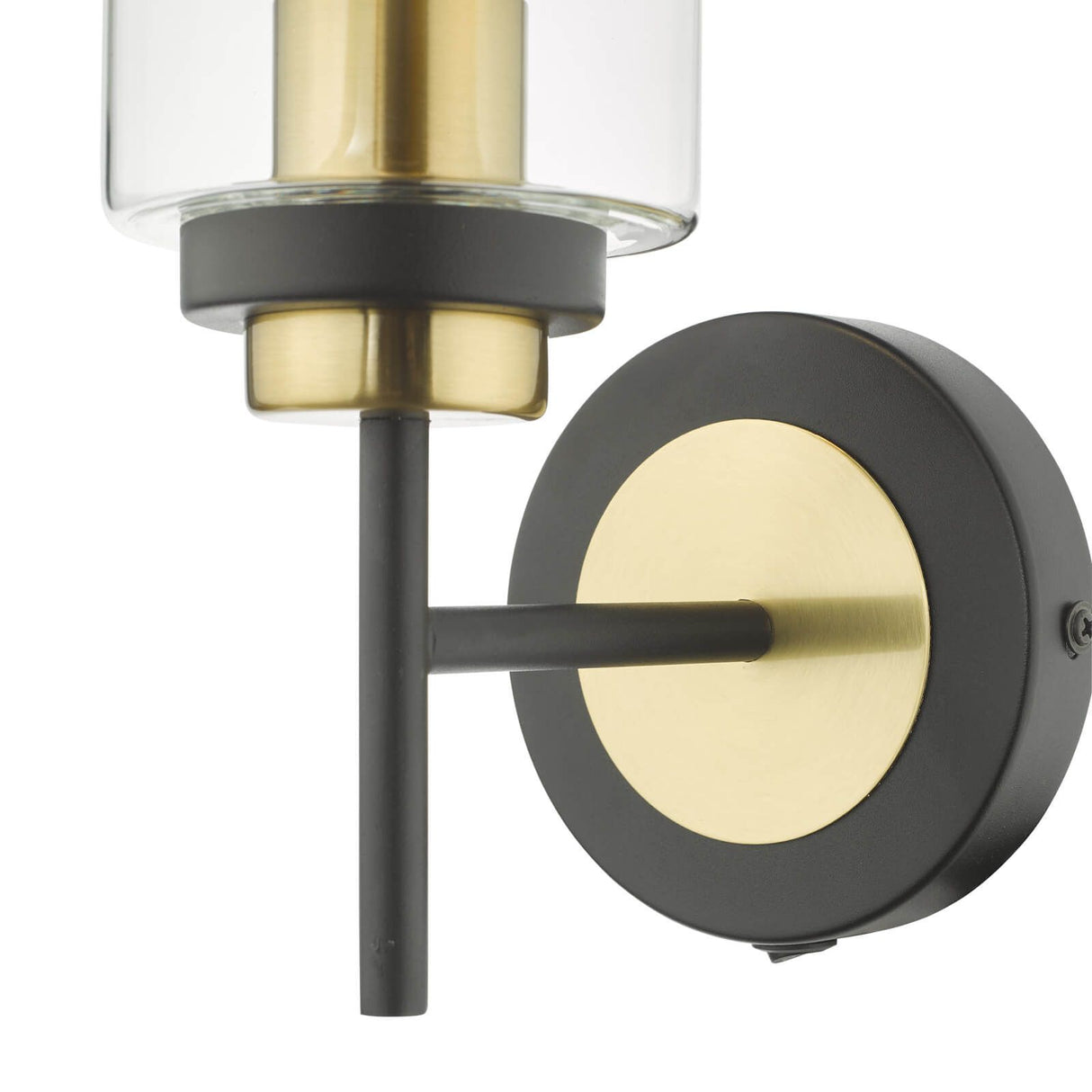 Abel Wall Light Satin Black & Gold with Glass Shades