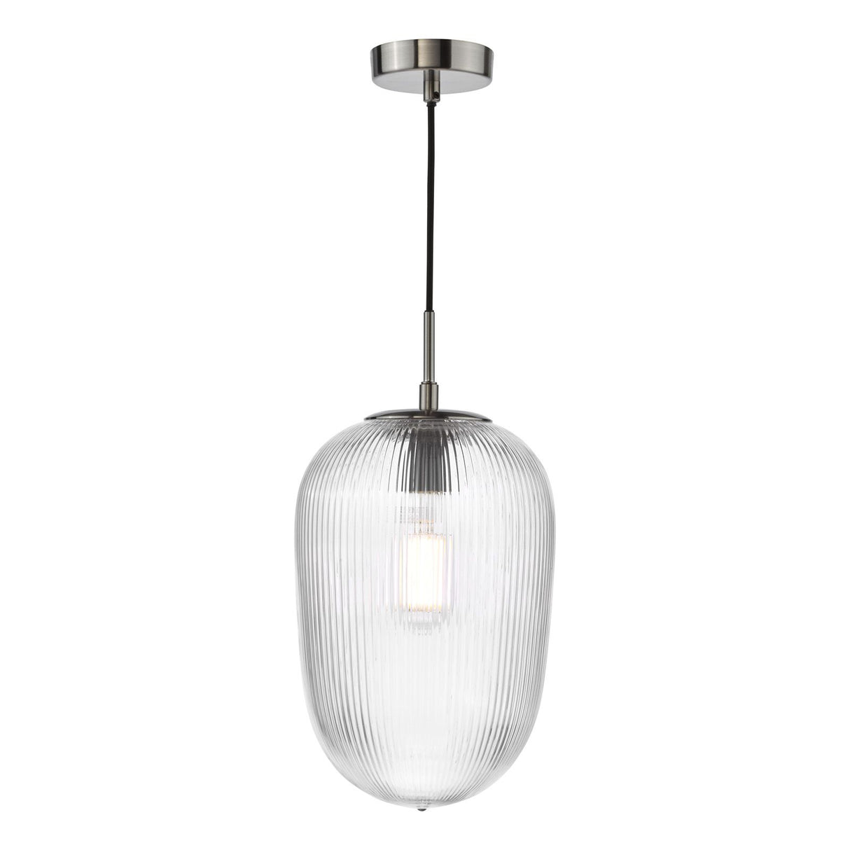 Abrielle Pendant Brushed Nickel and Ribbed Glass