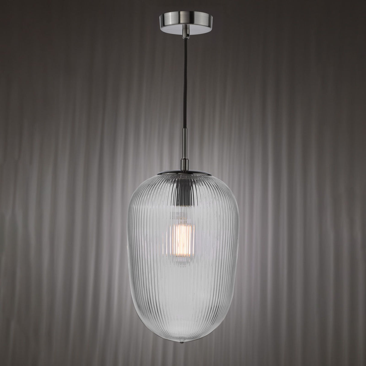 Abrielle Pendant Brushed Nickel and Ribbed Glass