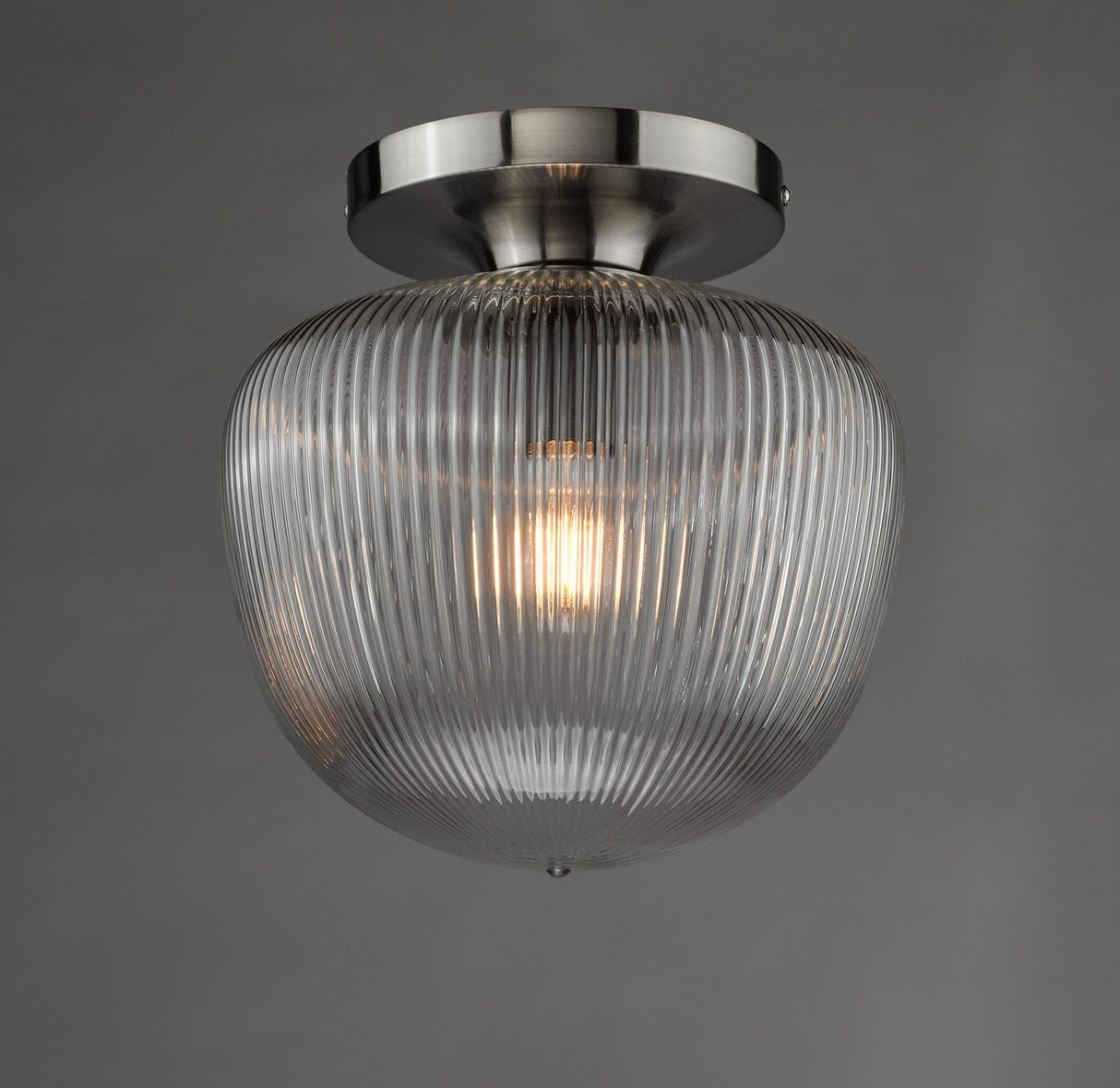 Abrielle Flush Brushed Nickel and Ribbed Glass