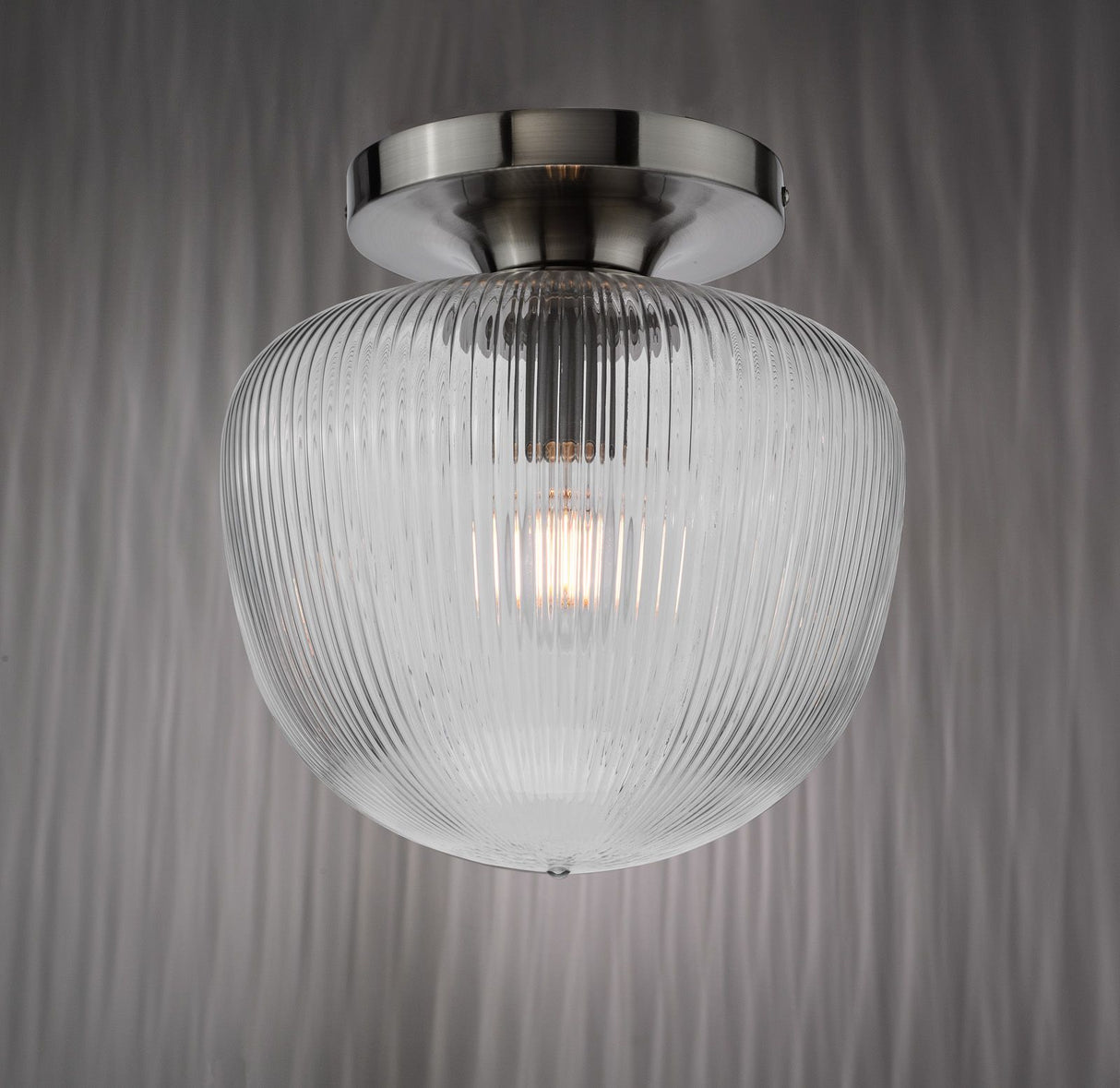 Abrielle Flush Brushed Nickel and Ribbed Glass