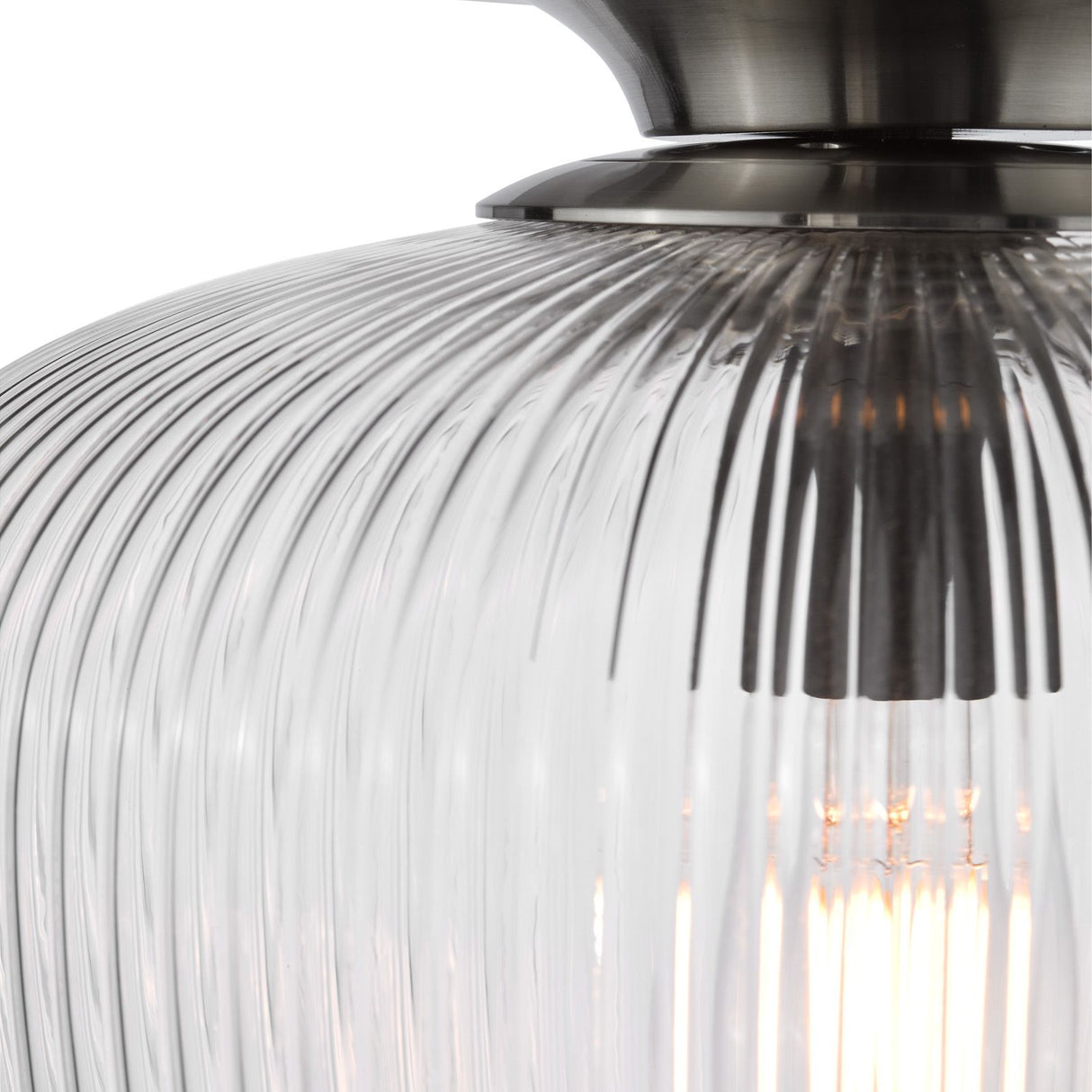 Abrielle Flush Brushed Nickel and Ribbed Glass