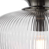 Abrielle Flush Brushed Nickel and Ribbed Glass