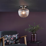 Abrielle Flush Brushed Nickel and Ribbed Glass
