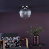 Abrielle Flush Brushed Nickel and Ribbed Glass