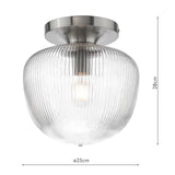 Abrielle Flush Brushed Nickel and Ribbed Glass