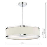 Alvaro 3 Light Pendant Polished Chrome and Ivory With Shade