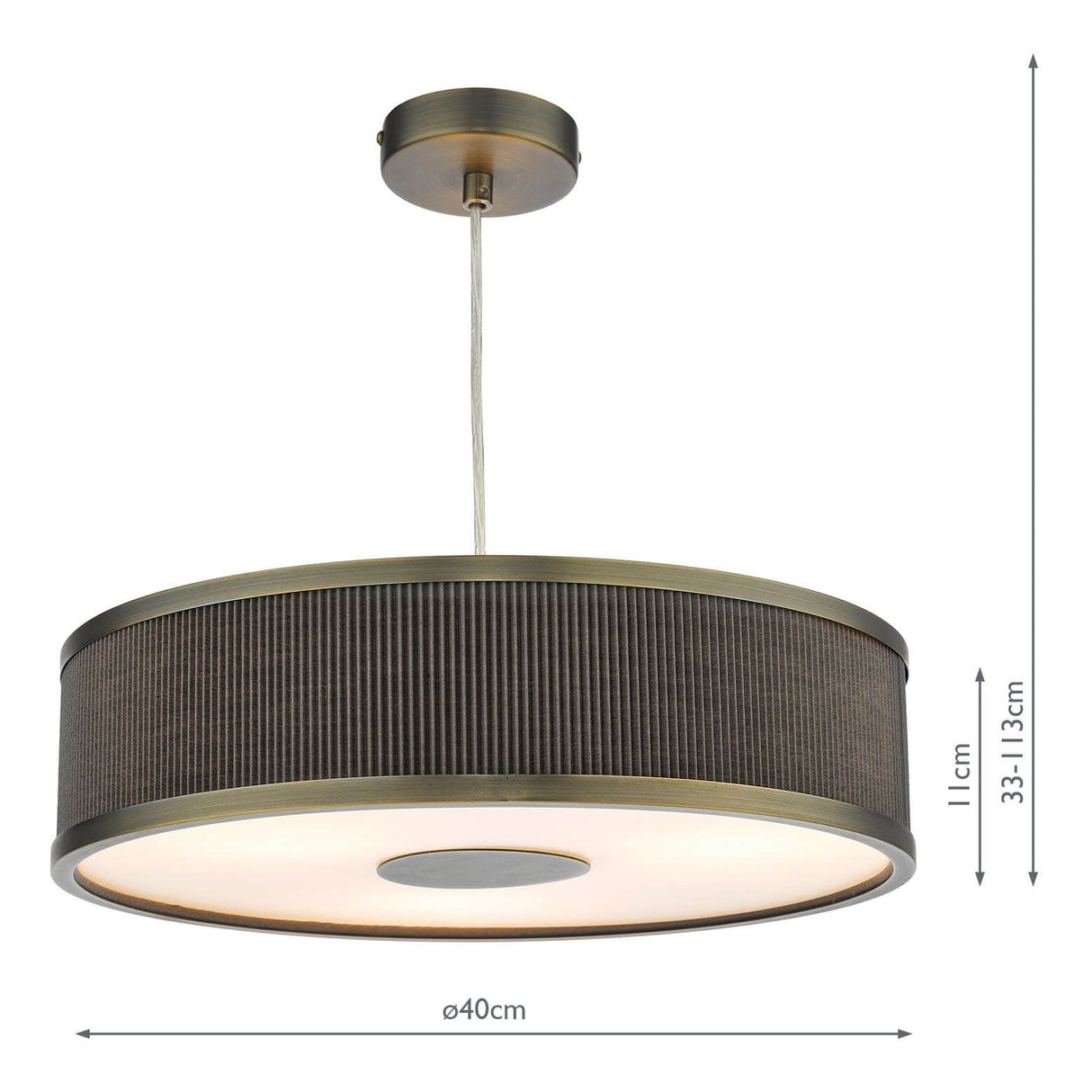 Alvaro 3 Light Pendant Antique Bronze and Brown With Shade